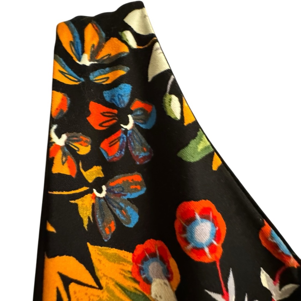 Eva Rose Black Floral V-Neck Fit & Flare 100% Cotton Retro Garden Party dress - Picture 14 of 15